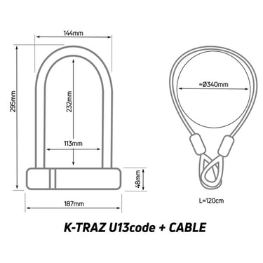 Candado U-Lock Con Cable y Código Zéfal K-Traz U13